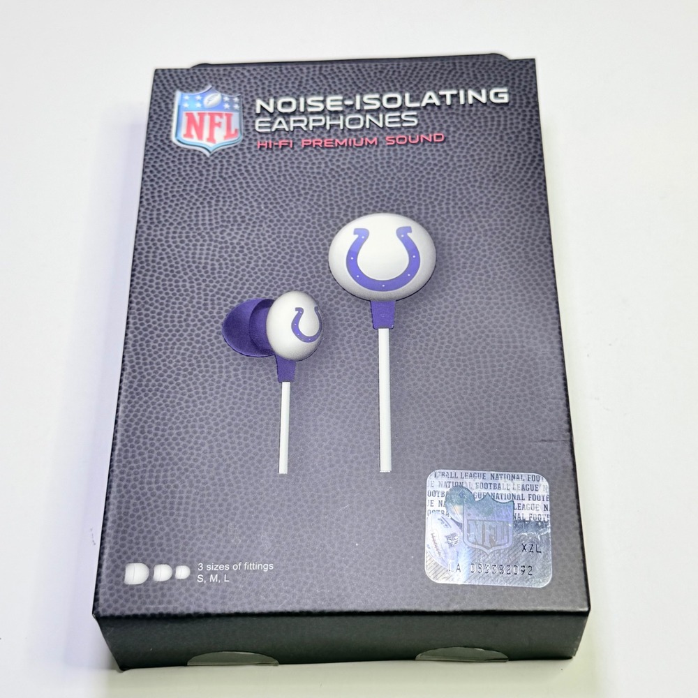 NFL Indianapolis Colts iHip Noise-Isolating Earphones Hi-Fi Sound New